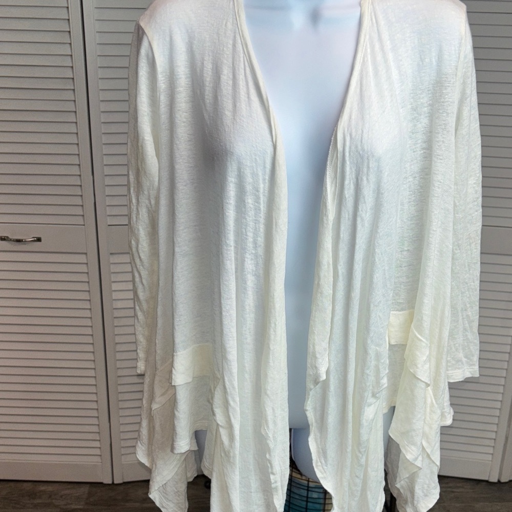 A/X Armani Exchange Off White Lightweight Linen Cardigan